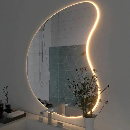 Sophisticated Organic LED Wall Mirror - Modern Backlit Minimalist Decor Spiegel Weltt