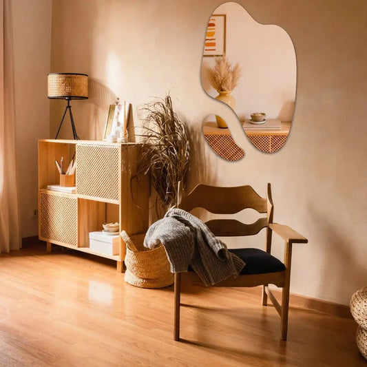 Set of 2 Abstract Organic Wall Mirrors - Contemporary Frameless Art Design Spiegel Weltt