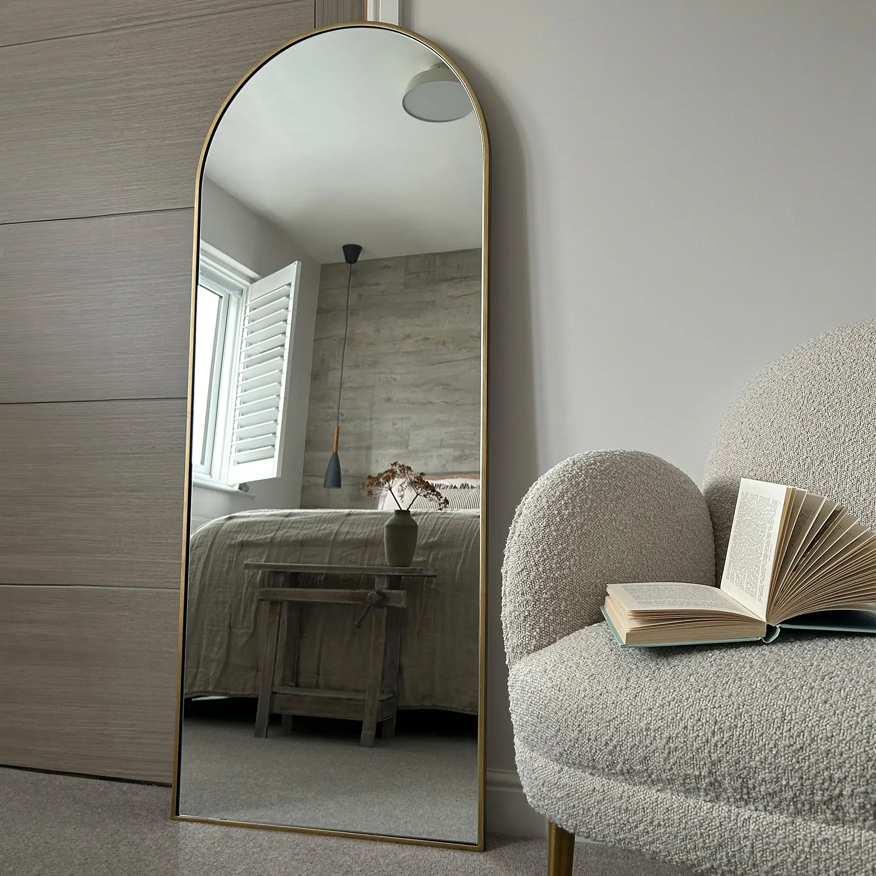 Arched Decorative Full-Length Mirror with Gold Frame - 160 cm x 60 cm