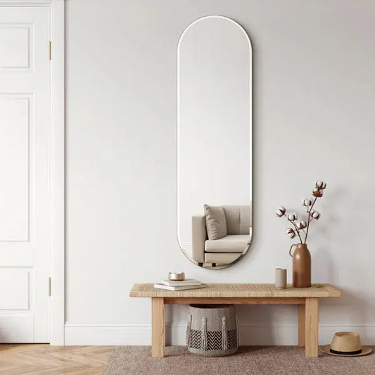 Minimalist Oval Wall Mirror with Premium Black Iron Frame - 150 x 50 cm Spiegel Weltt