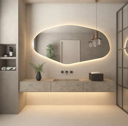 Giant Irregular Organic Mirror with Integrated LED Backlight - 210 x 80 cm Spiegel Weltt