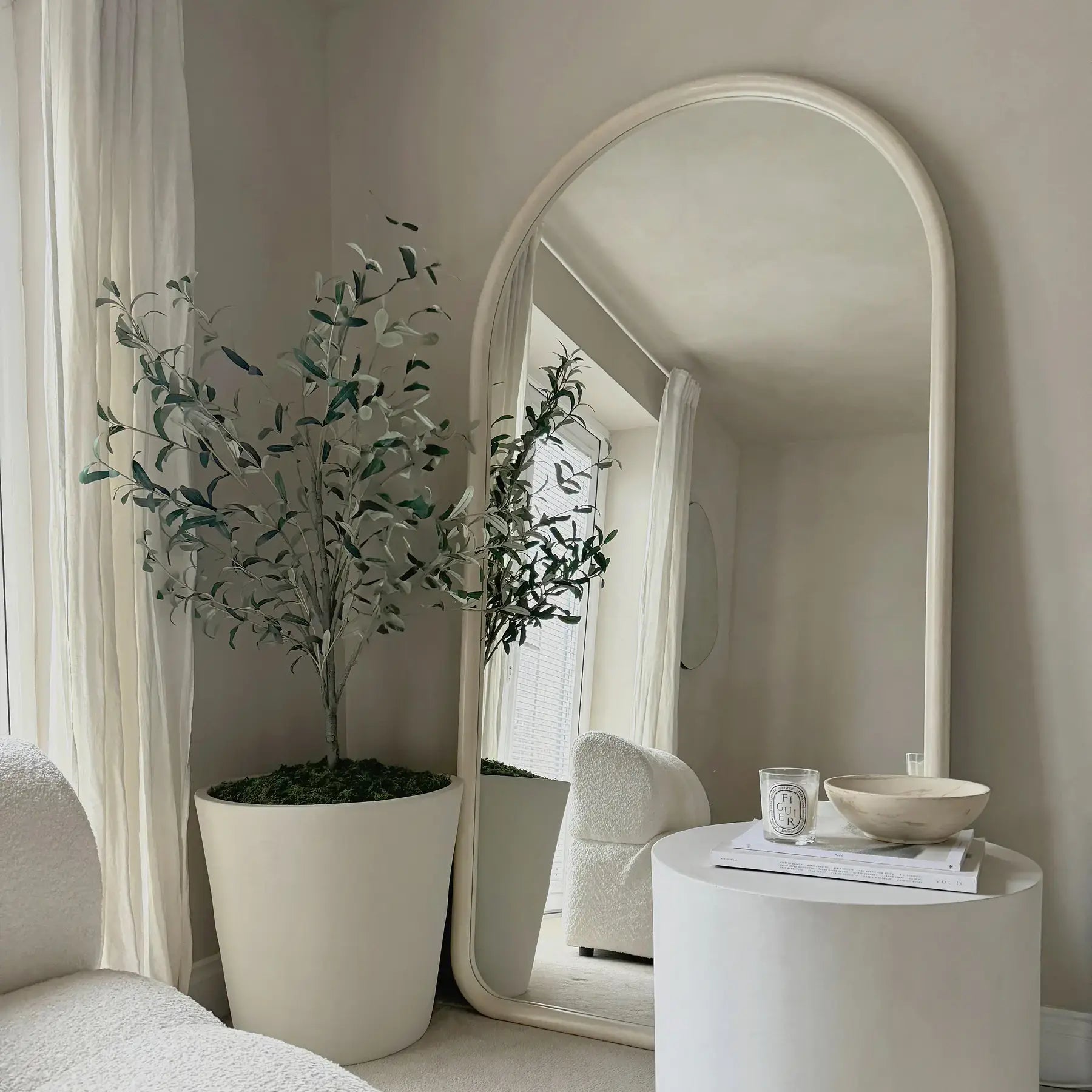Large Arched Full-Length Mirror with Concrete Effect – 190 x 100 cm Spiegel Weltt