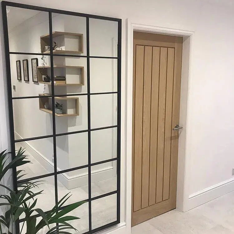 Brooklyn Industrial Window Mirror - Matte Black Metal Frame - 180 x 90 cm Spiegel Weltt