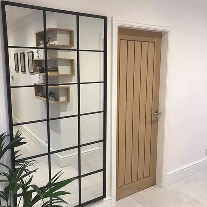 Brooklyn Industrial Window Mirror - Matte Black Metal Frame - 180 x 90 cm Spiegel Weltt