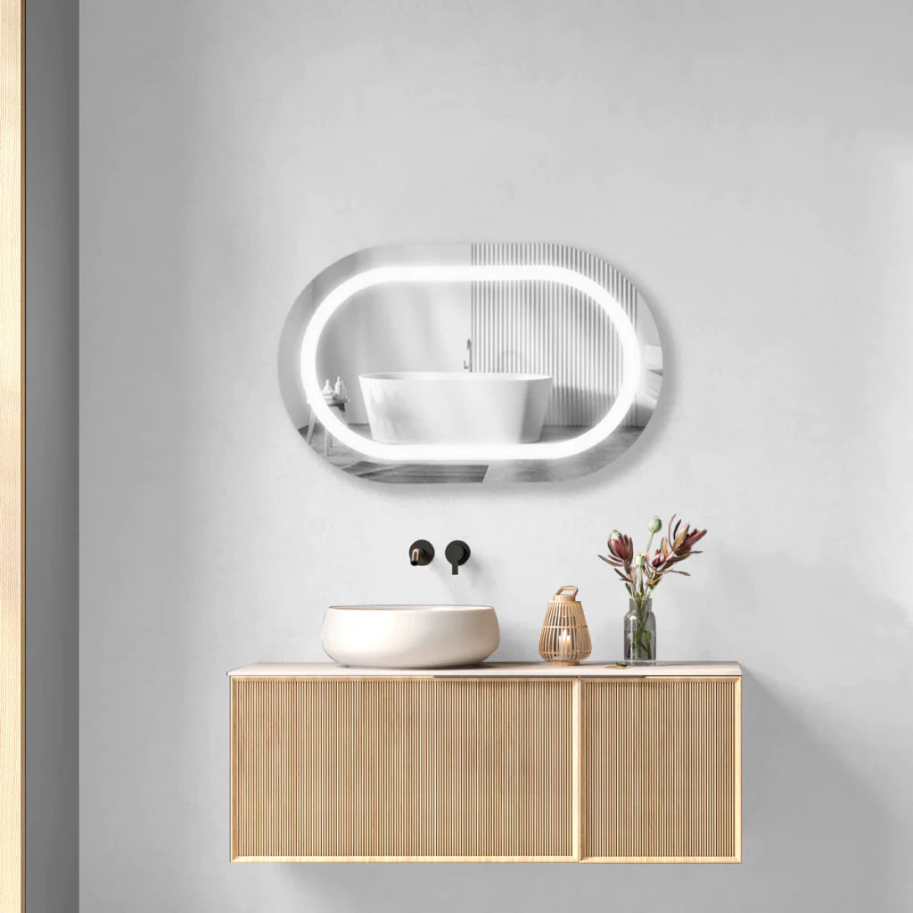 Sandblasted Capsule LED Mirror - Premium Decorative Backlit Design