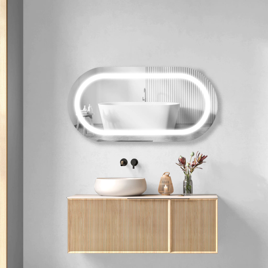 Sanded Capsule Mirror With LED