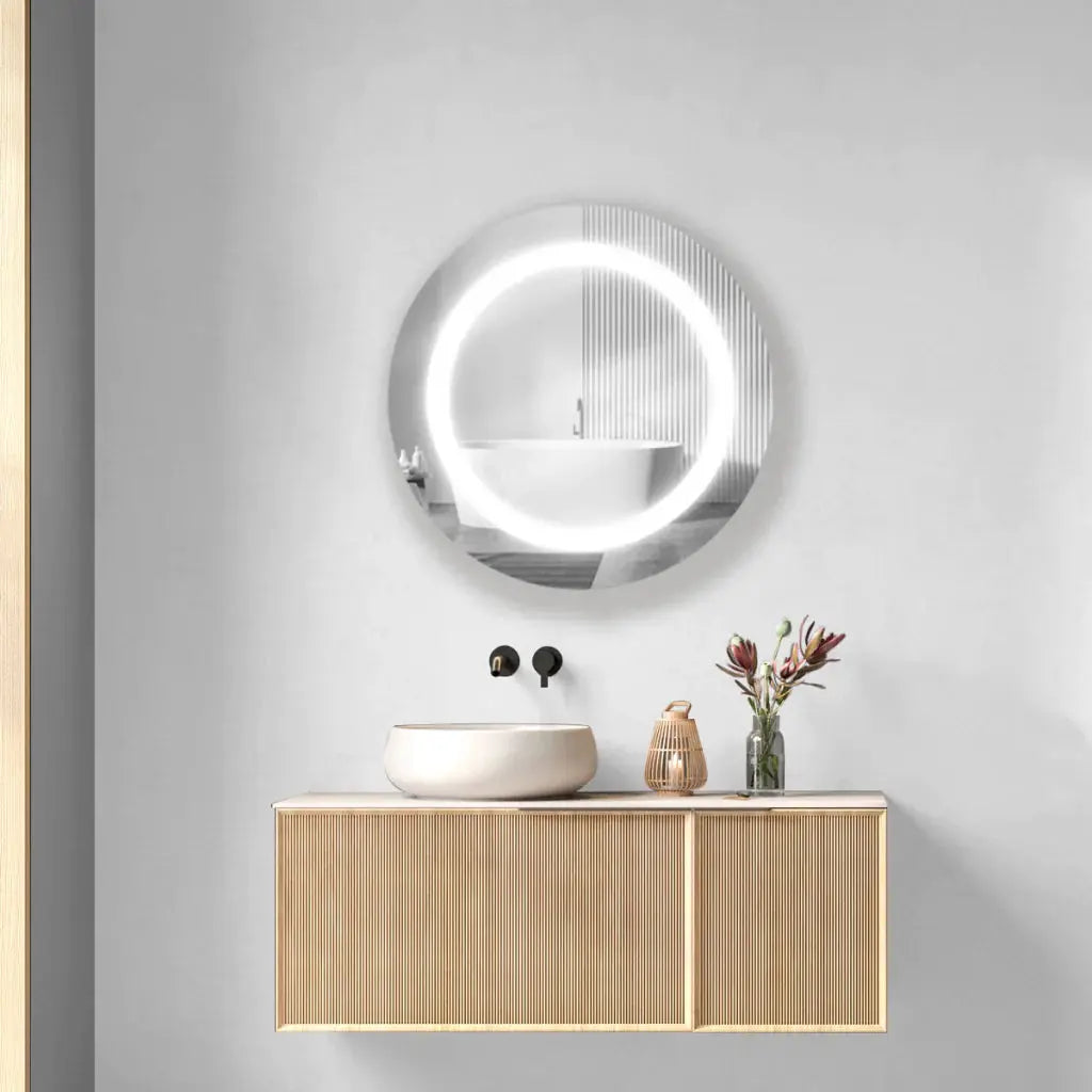 Modern Round Sandblasted Mirror with Premium LED Lighting Spiegel Weltt