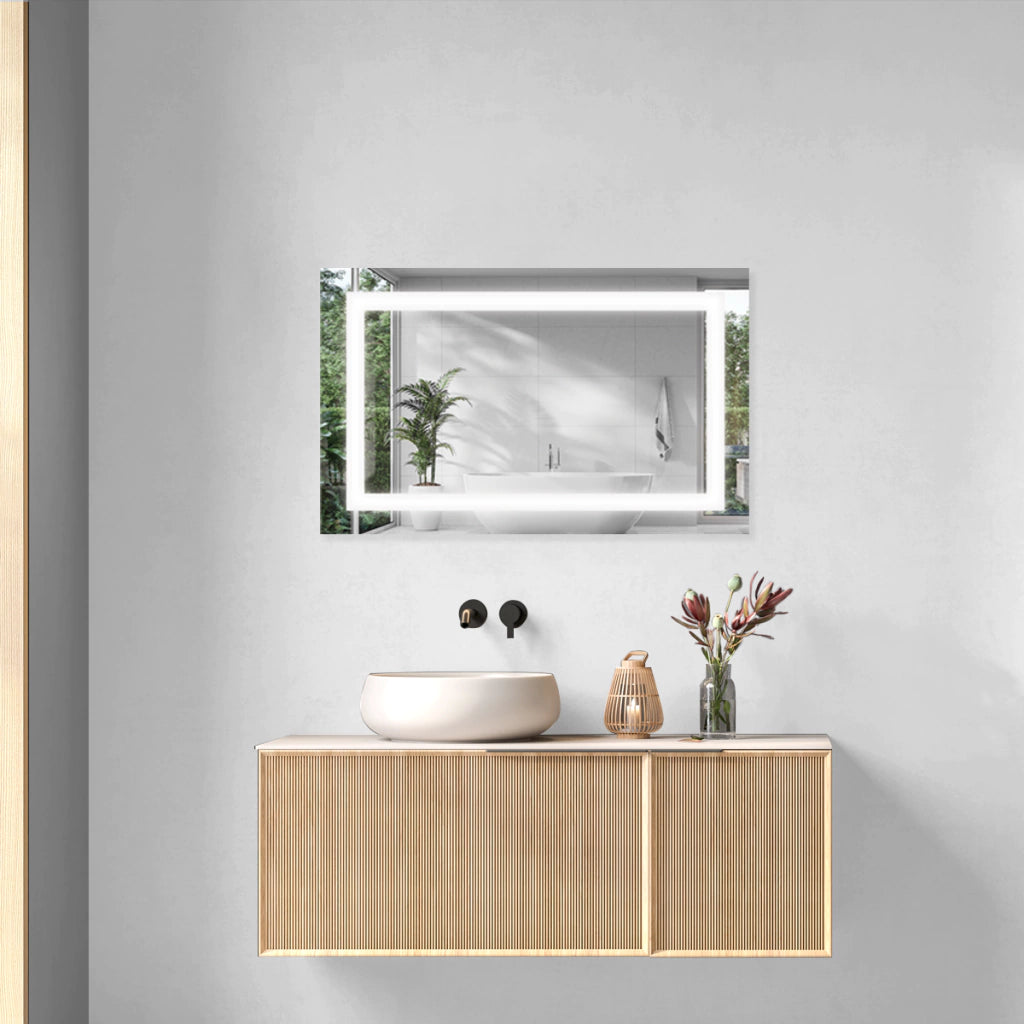 Rectangular Sanded Mirror With LED
