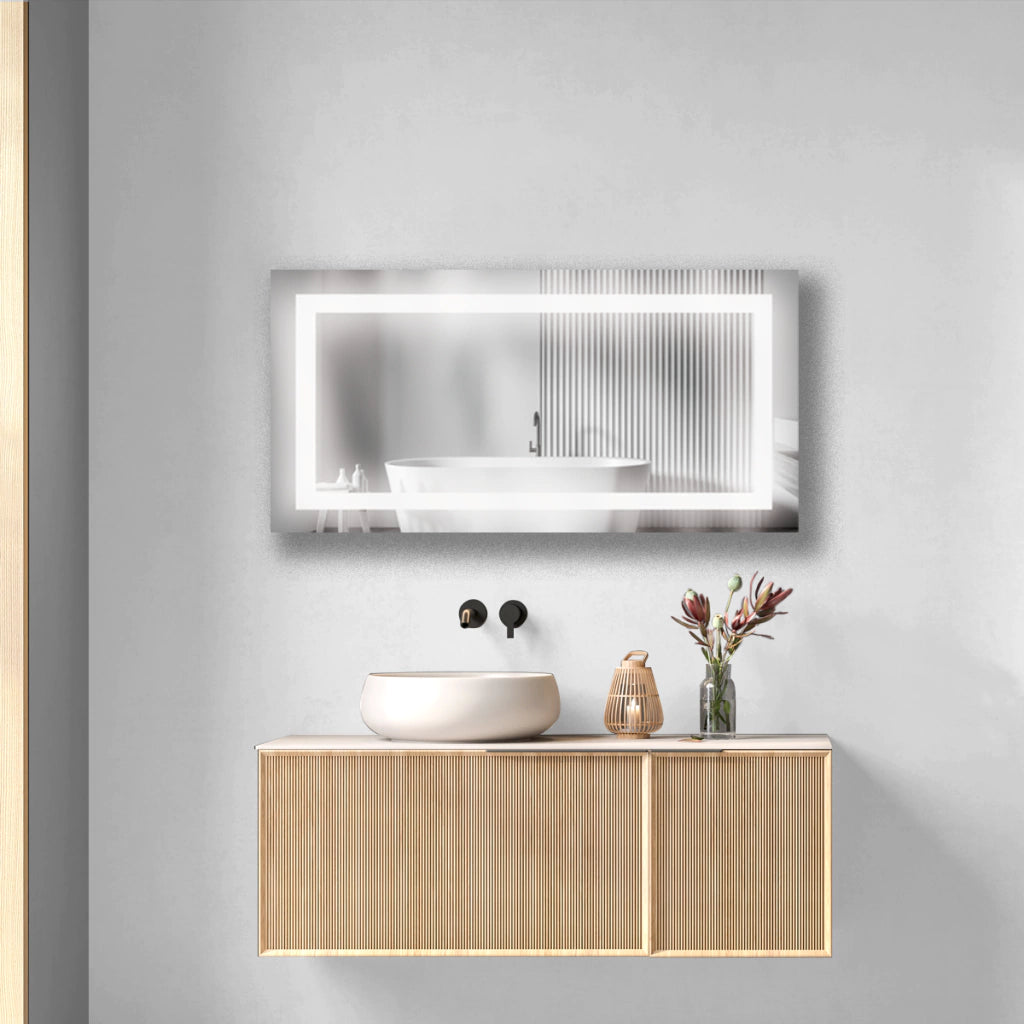 Rectangular Sanded Mirror With LED
