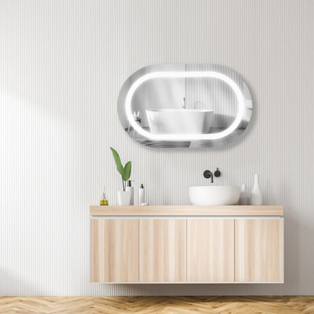 Sandblasted Capsule LED Mirror - Premium Decorative Backlit Design