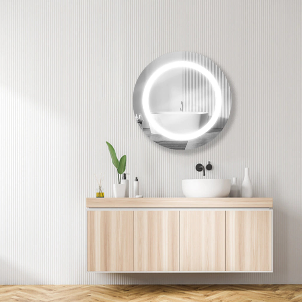Round Sanded Mirror With LED
