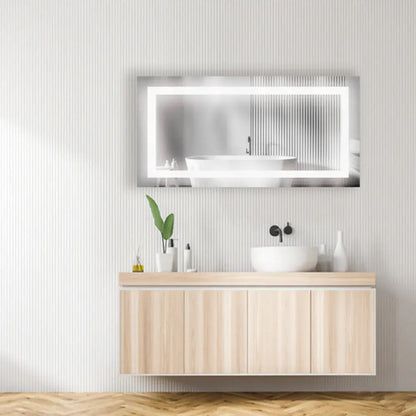 Modern Rectangular Sandblasted Mirror with Integrated LED Lighting Spiegel Weltt