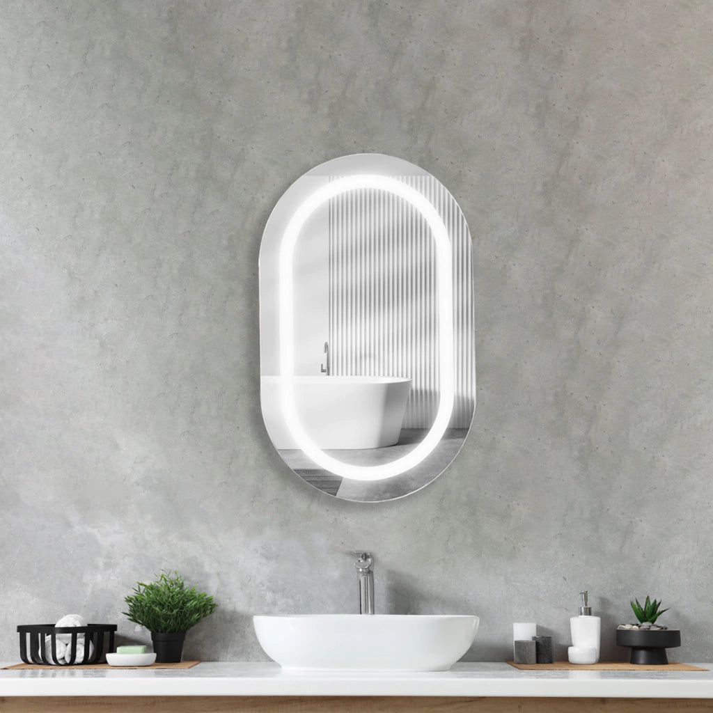 Sanded Capsule Mirror With LED