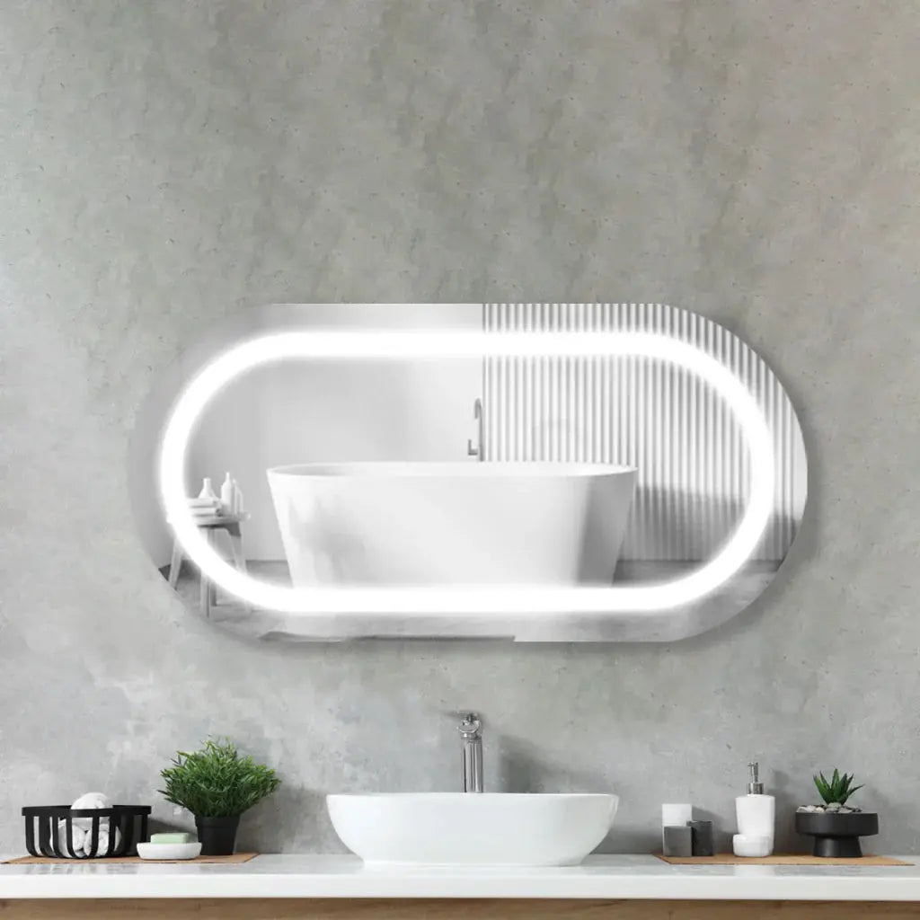 Sandblasted Capsule LED Mirror - Premium Decorative Backlit Design Spiegel Weltt