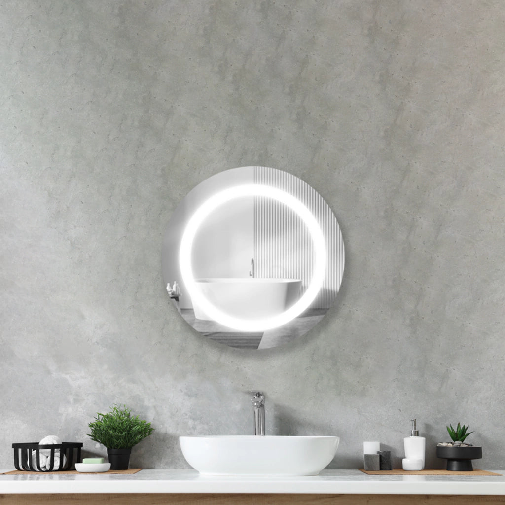 Round Sanded Mirror With LED
