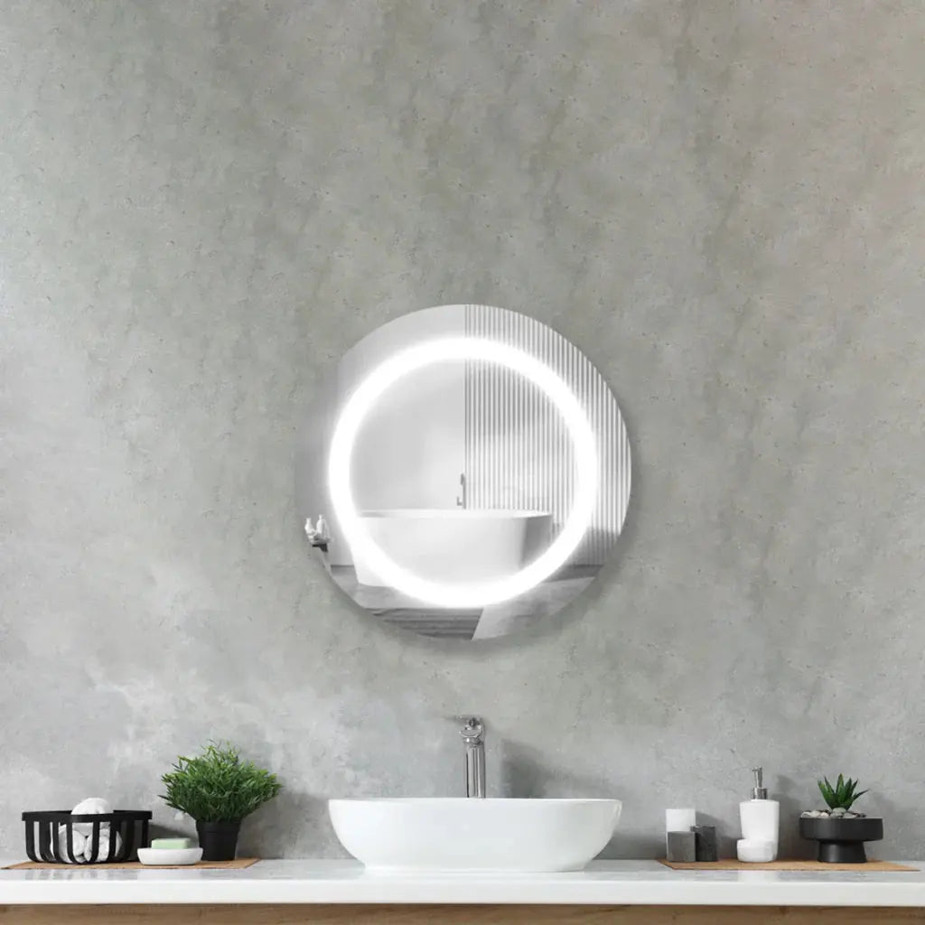 Modern Round Sandblasted Mirror with Premium LED Lighting Spiegel Weltt