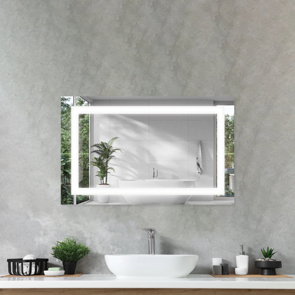 Rectangular Sanded Mirror With LED