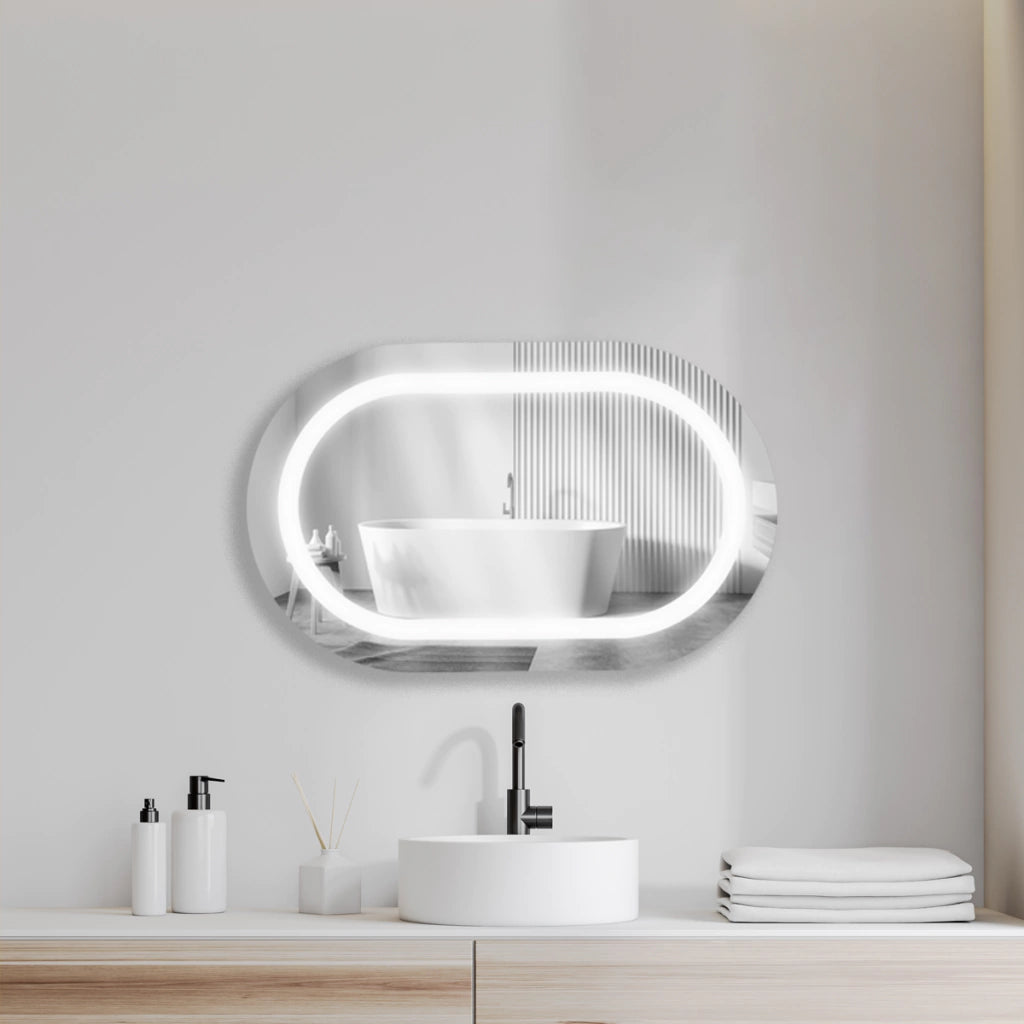 Sanded Capsule Mirror With LED
