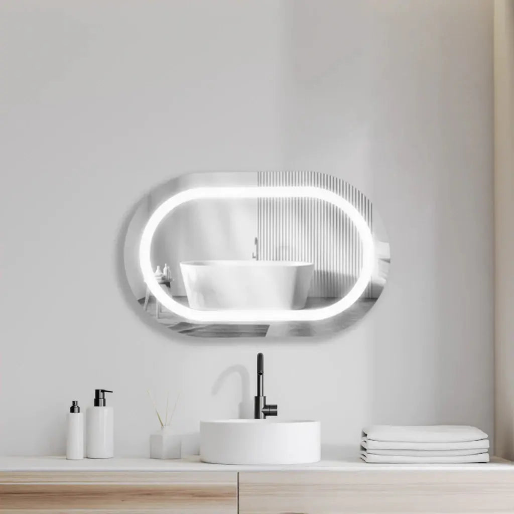 Sandblasted Capsule LED Mirror - Premium Decorative Backlit Design Spiegel Weltt