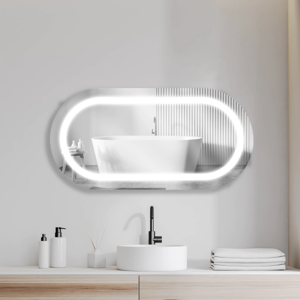 Sanded Capsule Mirror With LED