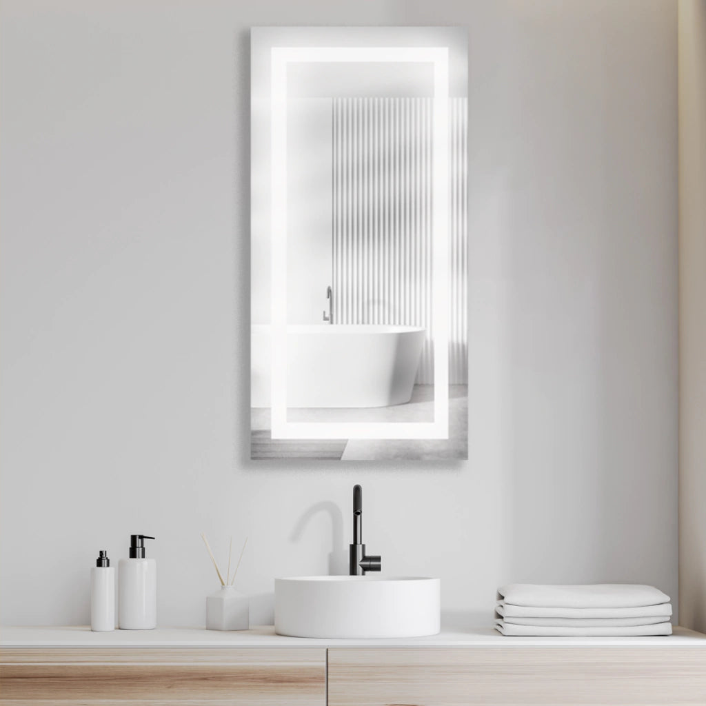 Rectangular Sanded Mirror With LED