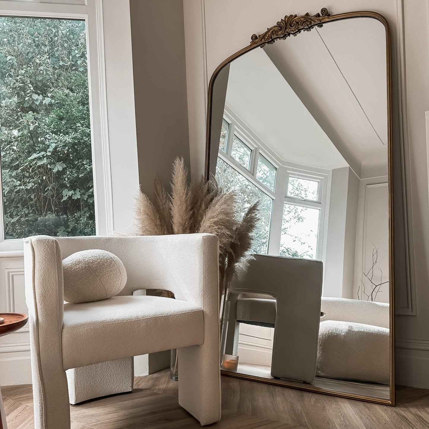 Amélia Large Format Arched Mirror – Antique Gold Metal (186 x 100 cm) Spiegel Weltt