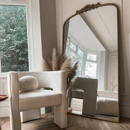 Amélia Large Format Arched Mirror – Antique Gold Metal (186 x 100 cm) Spiegel Weltt