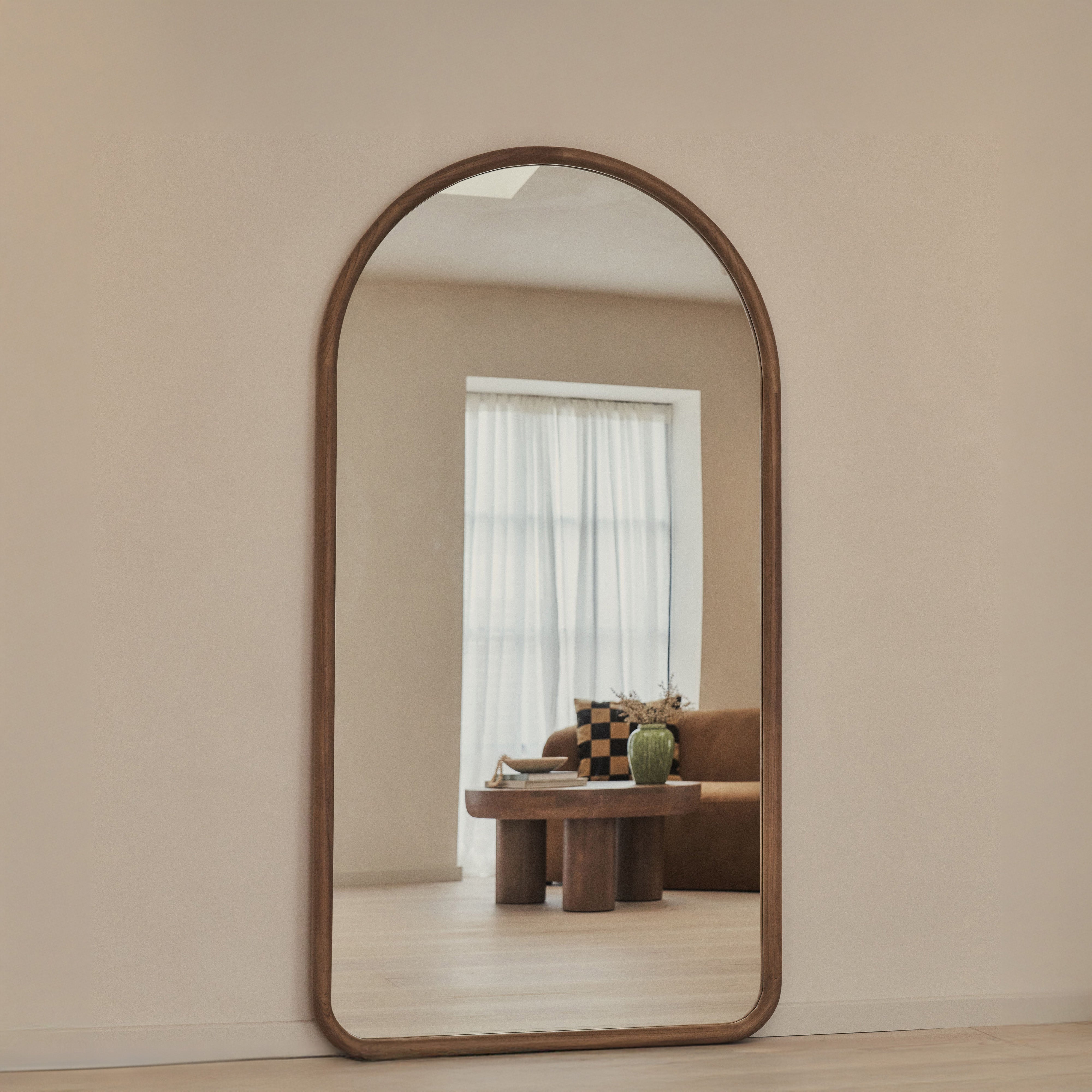 Amora Arched Full-Length Mirror - Natural Paulownia Wood Frame - 190 x 100 cm