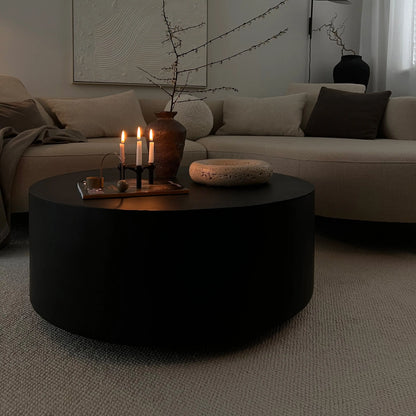 Angelo Round Coffee Table - Natural Black Onyx Minimalist Coffee Table Spiegel Weltt
