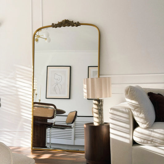 Amélia Large Format Arched Mirror – Antique Gold Metal (186 x 100 cm) Spiegel Weltt