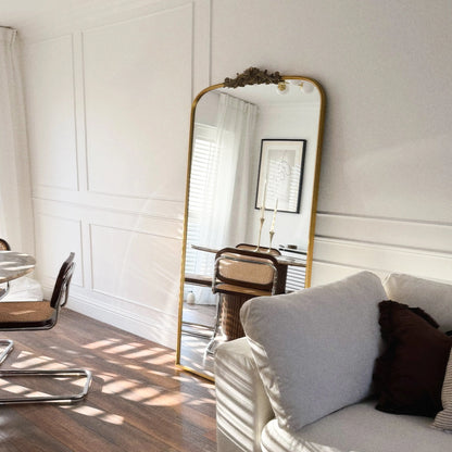 Amélia Large Format Arched Mirror – Antique Gold Metal (186 x 100 cm) Spiegel Weltt