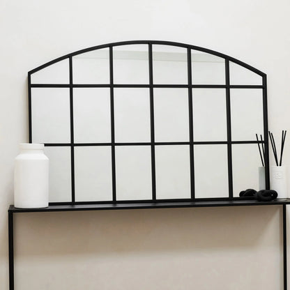 Industrial Arched Window Mirror in Matte Black Metal - 120 x 80 cm Spiegel Weltt