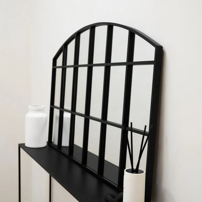 Industrial Arched Window Mirror in Matte Black Metal - 120 x 80 cm Spiegel Weltt