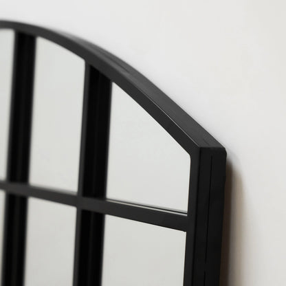 Industrial Arched Window Mirror in Matte Black Metal - 120 x 80 cm Spiegel Weltt