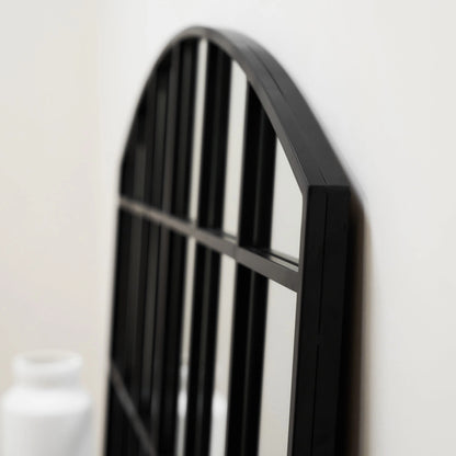 Industrial Arched Window Mirror in Matte Black Metal - 120 x 80 cm Spiegel Weltt