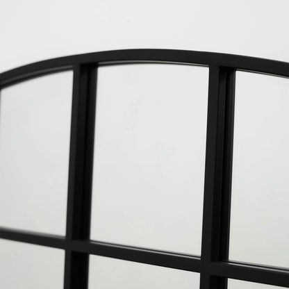 Industrial Arched Window Mirror in Matte Black Metal - 120 x 80 cm Spiegel Weltt