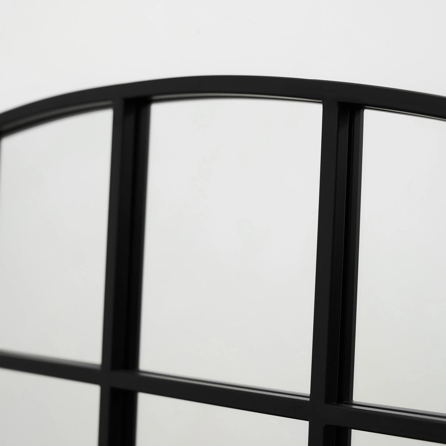 Industrial Arched Window Mirror in Matte Black Metal - 120 x 80 cm Spiegel Weltt