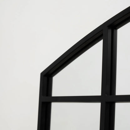 Industrial Arched Window Mirror in Matte Black Metal - 120 x 80 cm Spiegel Weltt