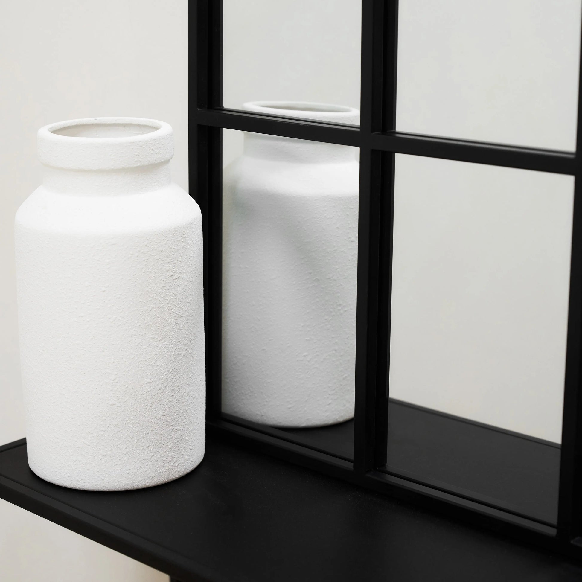 Industrial Arched Window Mirror in Matte Black Metal - 120 x 80 cm Spiegel Weltt