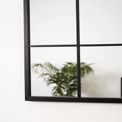 Brooklyn Industrial Window Pane Mirror - Matte Black Metal Frame - 140 x 70 cm Spiegel Weltt