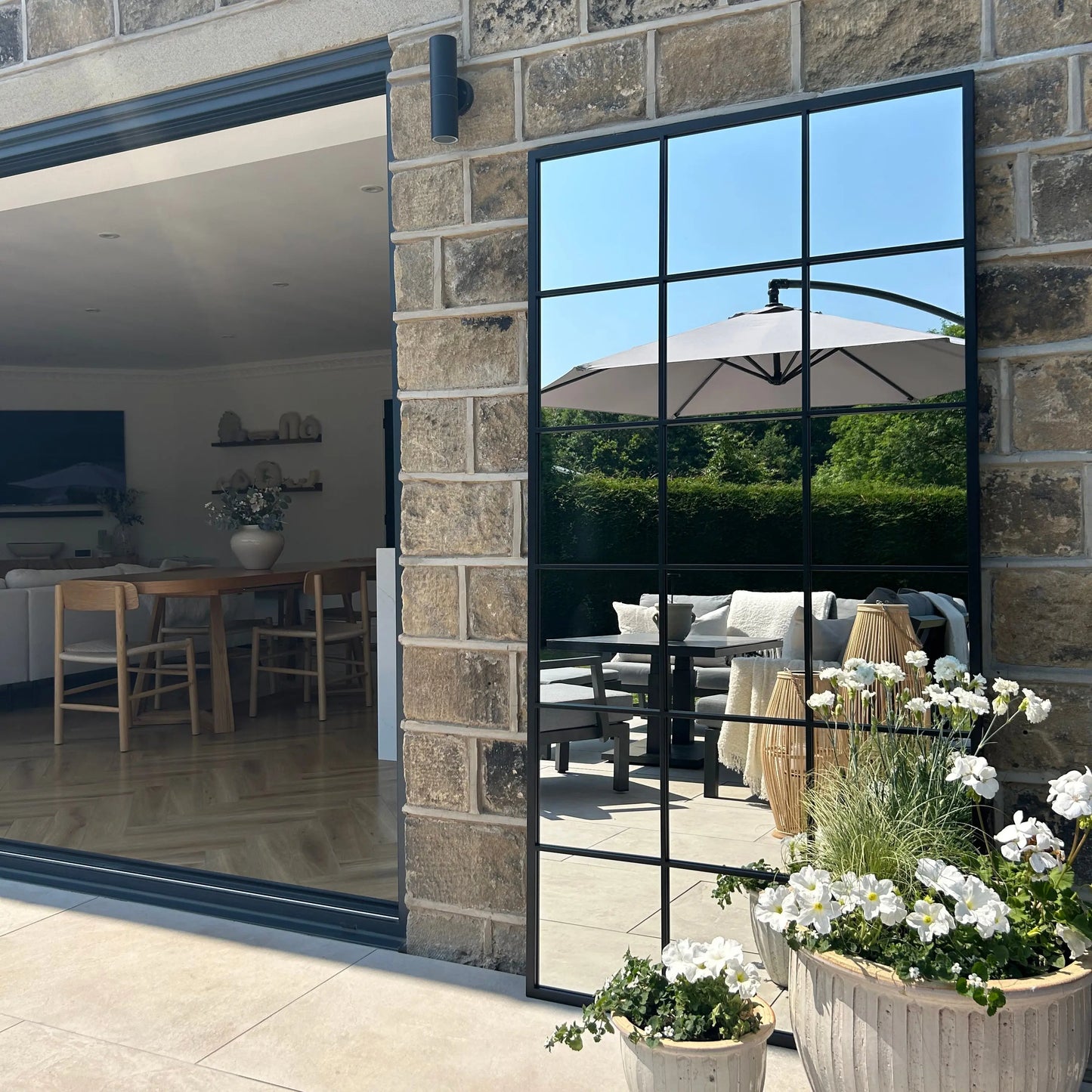 Brooklyn Industrial Window Mirror - Matte Black Metal Frame - 180 x 90 cm Spiegel Weltt