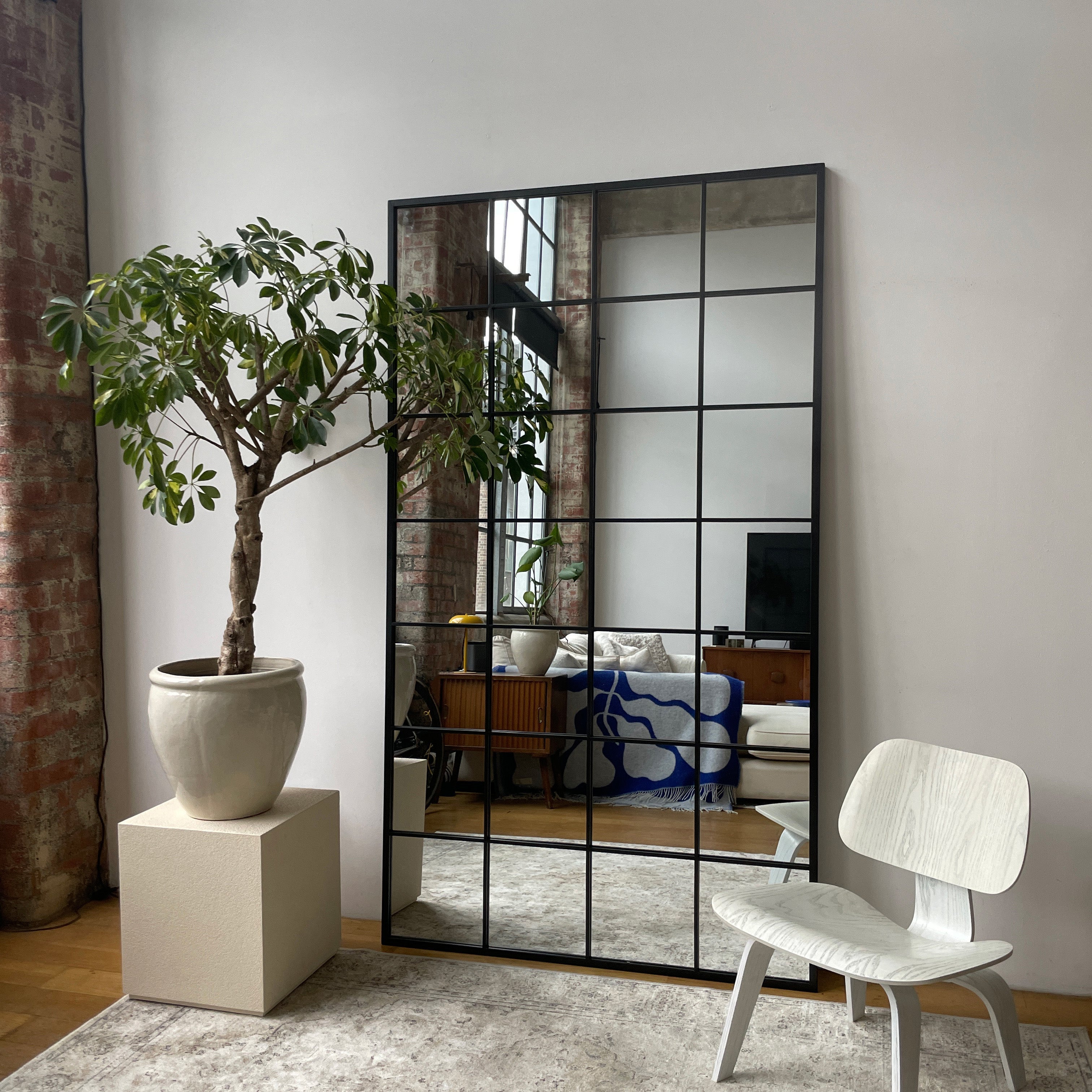 Brooklyn XXL Industrial Style Full-Length Mirror - Matte Black Steel Frame - 210 x 120 cm