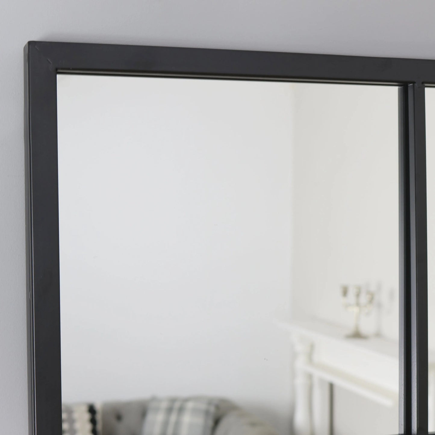Brooklyn Industrial Window Pane Wall Mirror - Matte Black Metal - 120 x 80 cm Spiegel Weltt