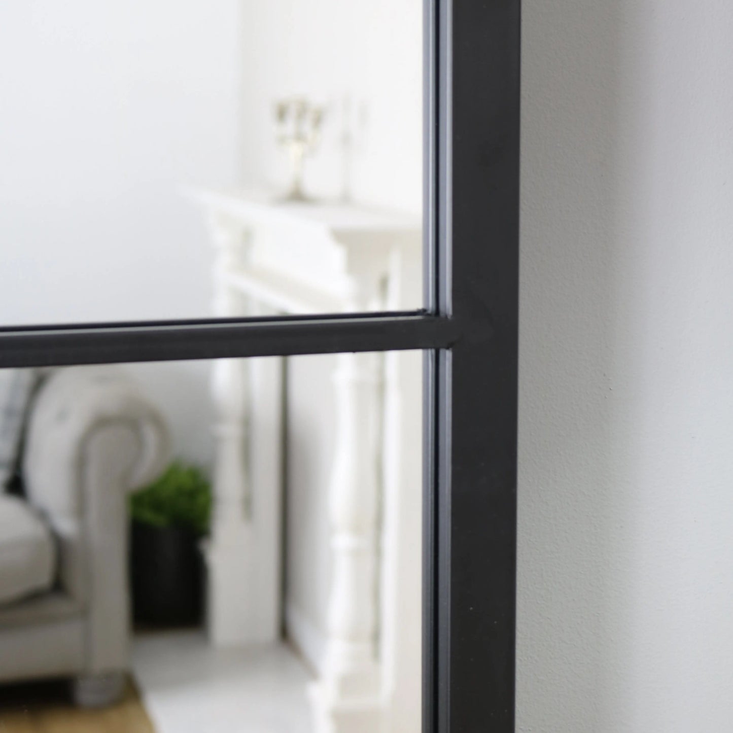 Brooklyn Industrial Window Pane Wall Mirror - Matte Black Metal - 120 x 80 cm Spiegel Weltt