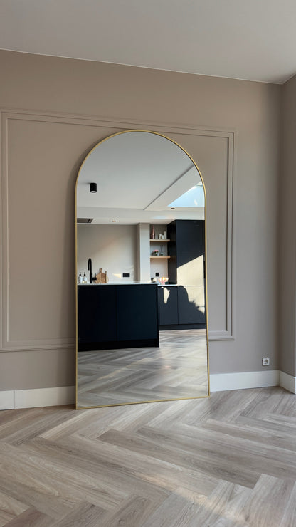 Moon Loft Rectangular Mirror - Large Format 200x100 cm, Gold Finish Mirrorum