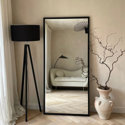 Islington Tall Industrial Mirror in Matte Black Metal - 170 x 80 cm Spiegel Weltt