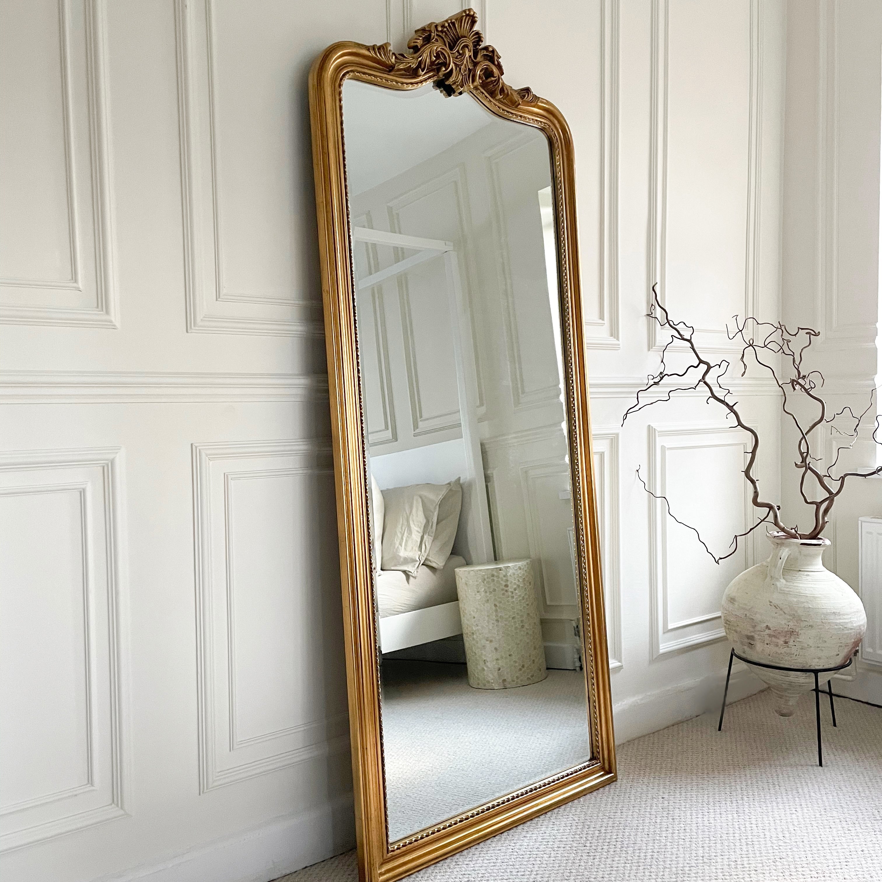 Arched Baroque Full-Length Mirror - Antique Gold - 189 x 80 cm
