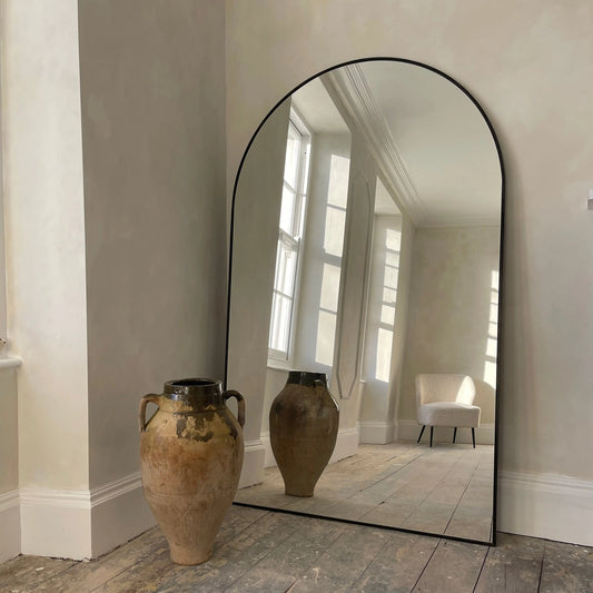 XXL Arched Floor & Wall Mirror – 180x110 cm Arched Metal Frame Mirror Spiegel Weltt