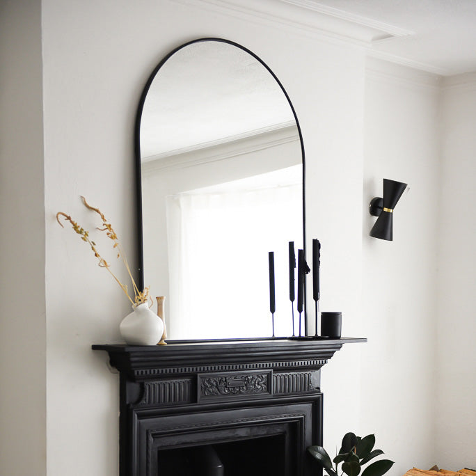 Arched Metal Frame Trumeau Mirror - Classic Matte Black (120 x 90 cm)