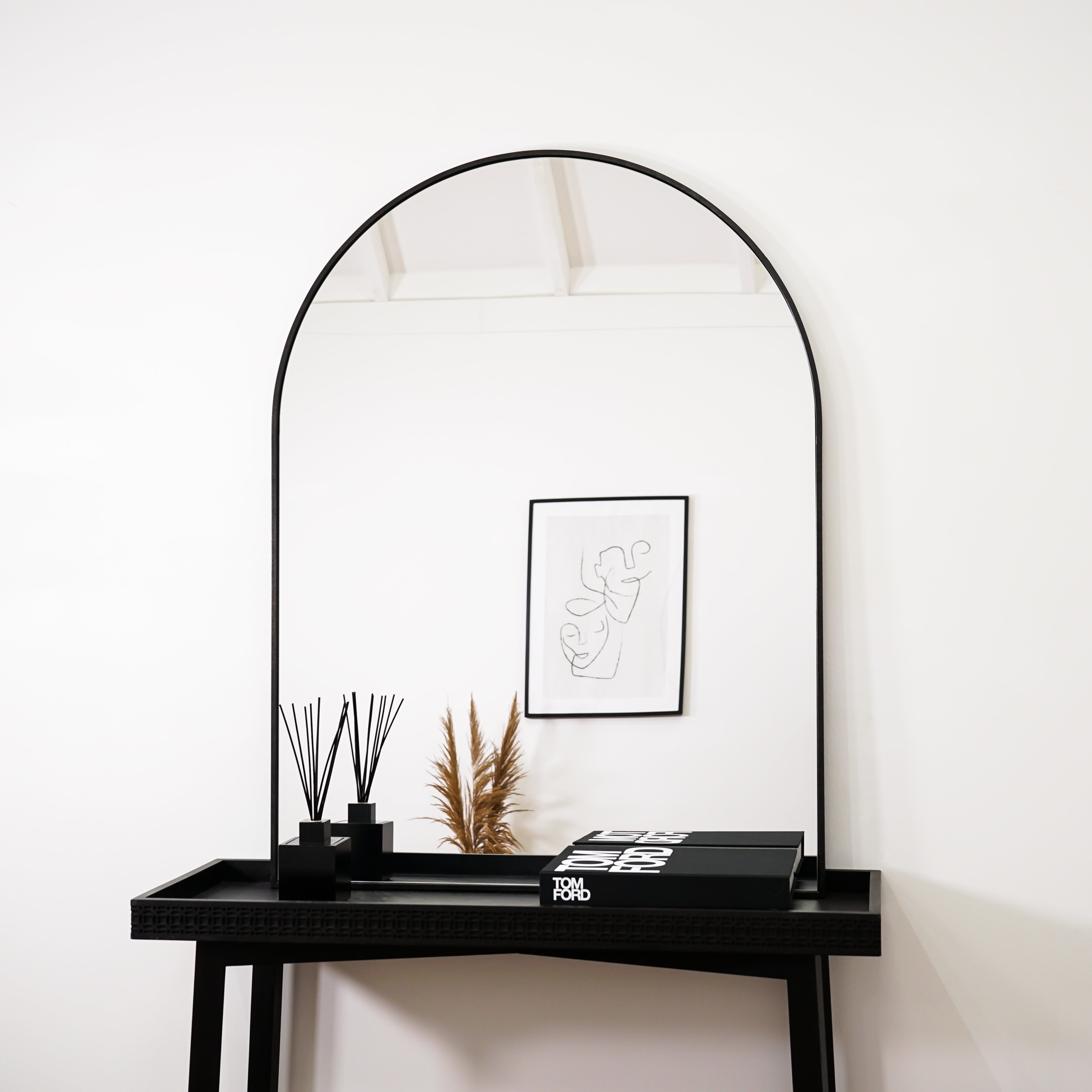Arched Metal Frame Trumeau Mirror - Classic Matte Black (120 x 90 cm)